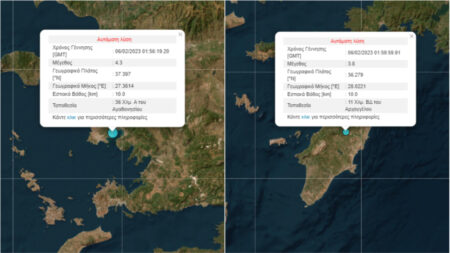 «Διπλός» σεισμός σε Ρόδο και Αγαθονήσι- Το Γεωδυναμικό Ινστιτούτο κατέγραψε τις δονήσεις λίγο μετά από τον μεγάλο σεισμό των 7,7 Ρίχτερ στην Τουρκία